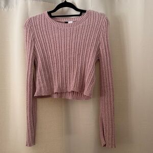 Pink Ribbed Knit Sweater